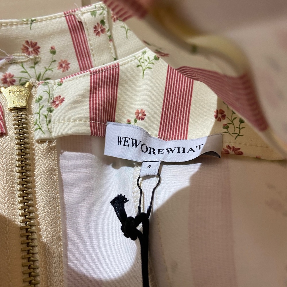 We wore what Lemon Icing print Striped Pink and Cream Floral Set corset top BNWT - Picture 9 of 16